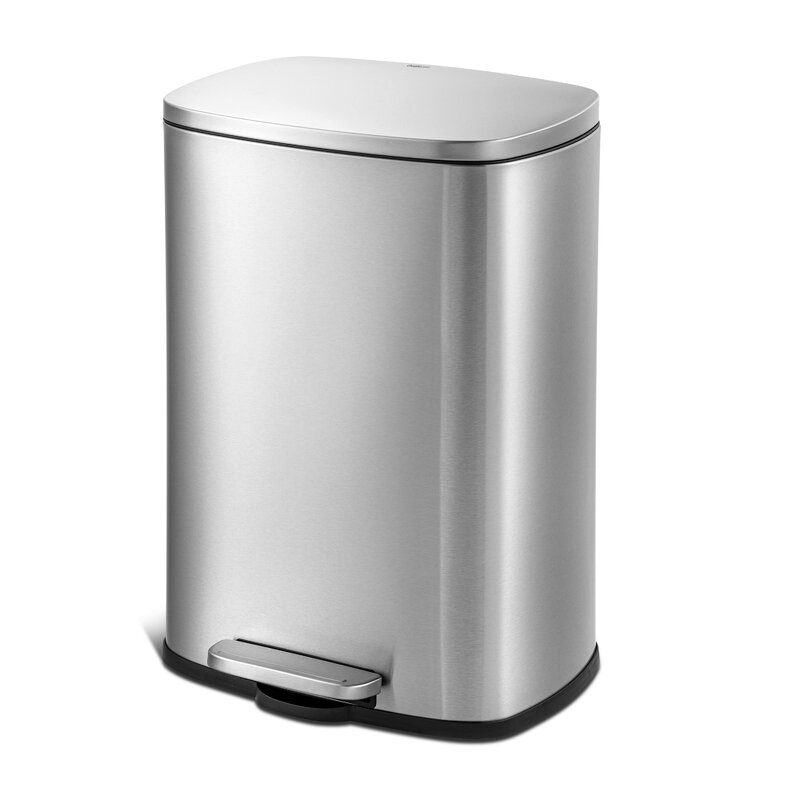 Qualiazero Stainless Steel 13.2 Gallon Step On Trash Can & Reviews Stainless Steel 13 Gallon Step On Trash Can